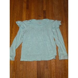 Falls Creek Kids Girls 2T Mint Green Knit Ruffle Shoulder Kangaroo Pocket Top